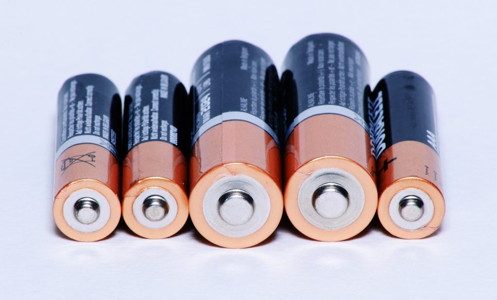 A row of Alkaline Batteries